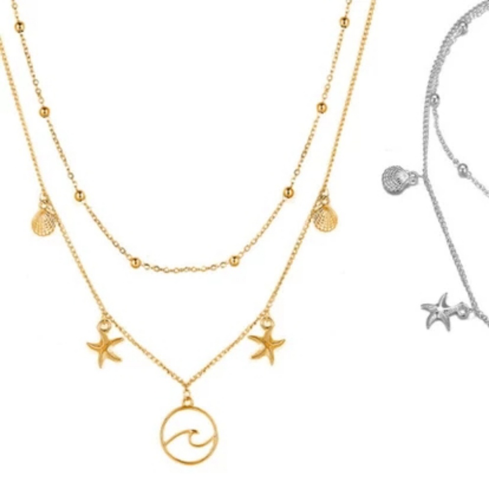 Boho Gold double layered necklace - Picture 2 of 2